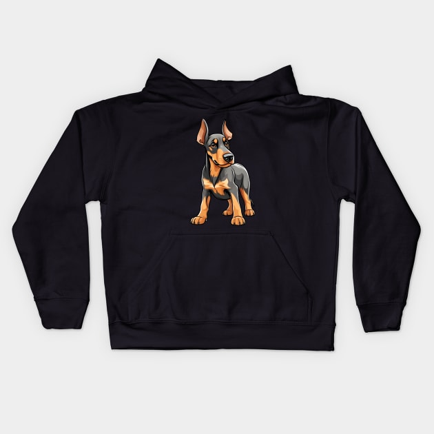 Doberman Puppy Kids Hoodie by Buff Geeks Art